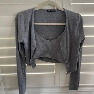 Zara knit cardigan & bra top